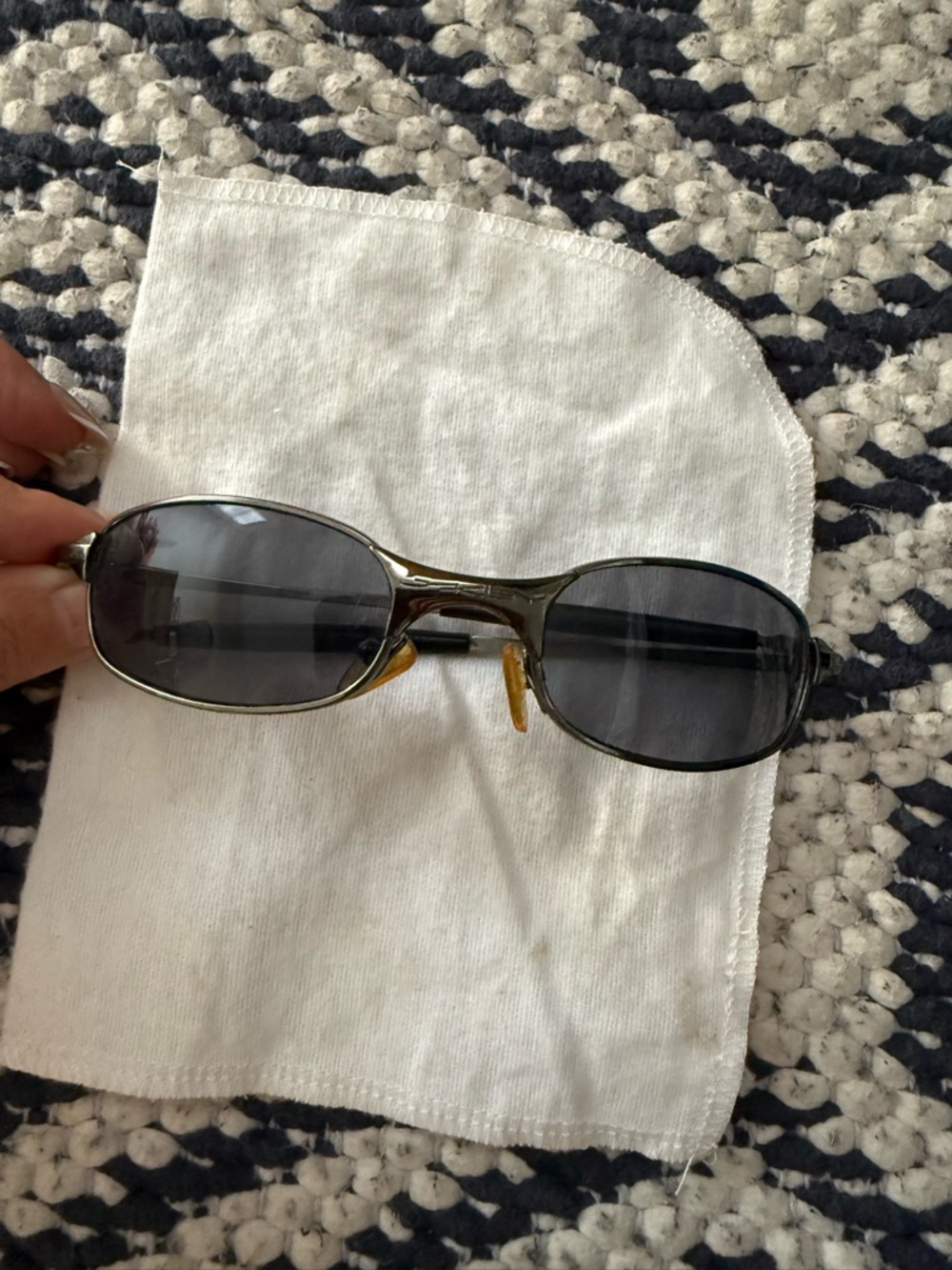 Oakley Olive Metal Frame Sunglasses with silver Lenses